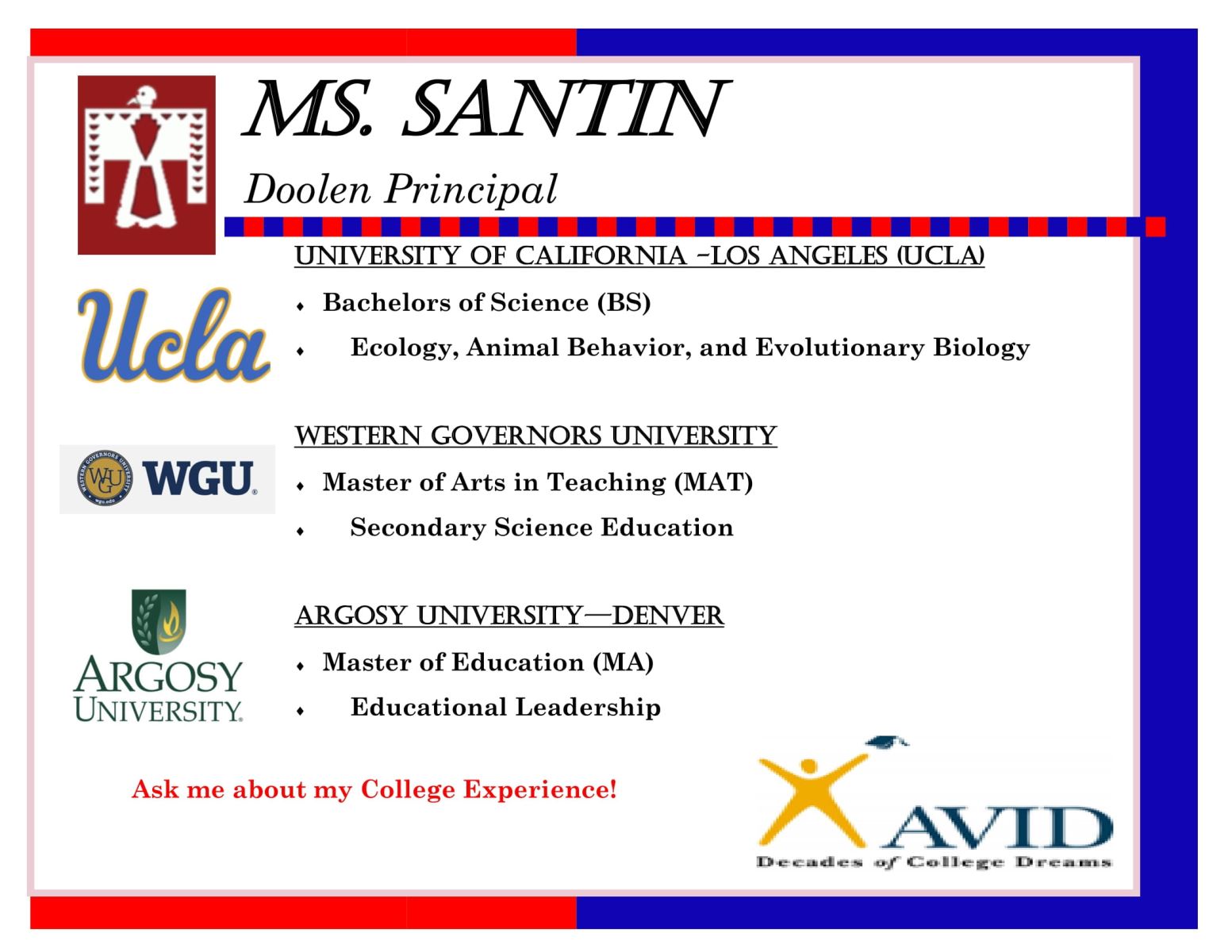 Nathaly Santin College Nameplate